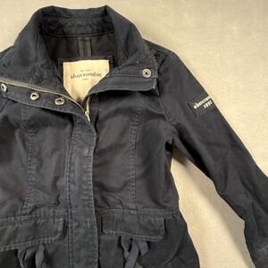 Abercrombie Kids Navy Blue Utility Jacket Girls Large Cotton Twill Full Zip